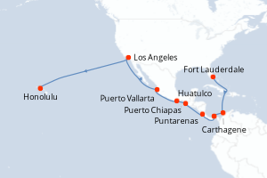 carte itinéraire croisière Hawaii 22 jours au départ du port de Fort Lauderdale