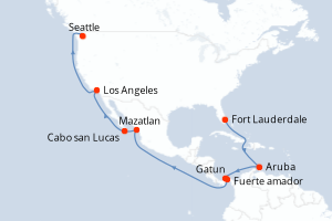 carte itinéraire croisière Alaska 20 jours au départ du port de Fort Lauderdale