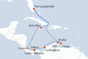 carte itinéraire croisière Caraïbes Bahamas 12 jours au départ du port de Fort Lauderdale