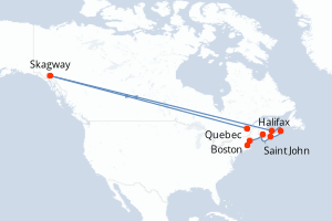 carte itinéraire croisière Amérique du Nord 10 jours au départ du port de Boston
