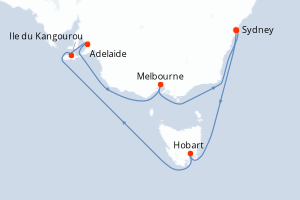 carte itinéraire croisière Australie Nouvelle Zélande 11 jours au départ du port de Sydney