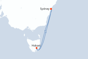 carte itinéraire croisière Australie Nouvelle Zélande 4 jours au départ du port de Sydney