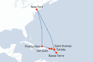 carte itinéraire croisière Amérique du Nord 12 jours au départ du port de New York