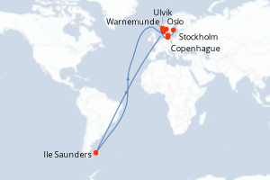 carte itinéraire croisière Europe du Nord 8 jours au départ du port de Stockholm