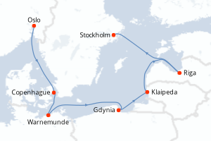 carte itinéraire croisière Europe du Nord 6 jours au départ du port de Oslo