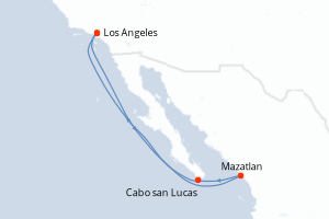 Carte de l'itinéraire de croisière Los Angeles-Los Angeles d'une durée de 7 jours