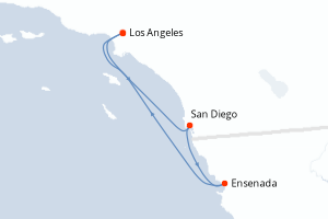 Carte de l'itinéraire de croisière Los Angeles-Los Angeles d'une durée de 4 jours