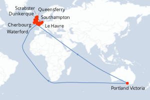 carte itinéraire croisière Europe du Nord 19 jours au départ du port de Le Havre