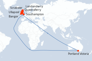 carte itinéraire croisière Europe du Nord 12 jours au départ du port de Southampton