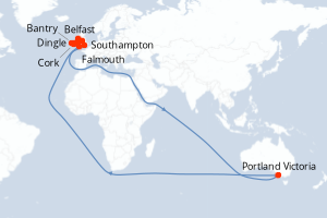 carte itinéraire croisière Europe du Nord 10 jours au départ du port de Southampton