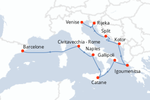 carte itinéraire croisière Adriatique 10 jours au départ du port de Venise