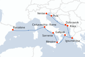 carte itinéraire croisière Adriatique 10 jours au départ du port de Venise