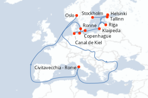 carte itinéraire croisière Europe du Nord 11 jours au départ du port de Oslo