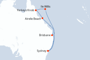 carte itinéraire croisière Australie Nouvelle Zélande 9 jours au départ du port de Sydney