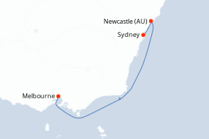 carte itinéraire croisière Australie Nouvelle Zélande 4 jours au départ du port de Sydney