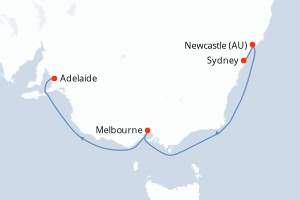 carte itinéraire croisière Australie Nouvelle Zélande 6 jours au départ du port de Sydney