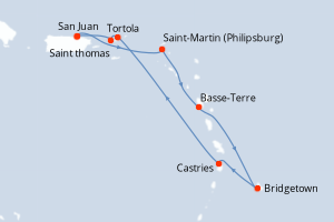 carte itinéraire croisière Caraïbes Bahamas 7 jours au départ du port de San Juan