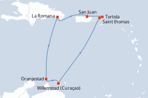 carte itinéraire croisière Caraïbes Bahamas 7 jours au départ du port de San Juan