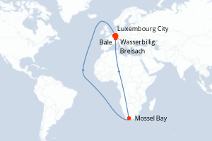 carte itinéraire croisière Europe du Nord 7 jours au départ du port de Luxembourg City