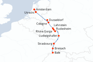 carte itinéraire croisière Europe du Nord 7 jours au départ du port de Bale