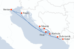 carte itinéraire croisière Adriatique 7 jours au départ du port de Venise