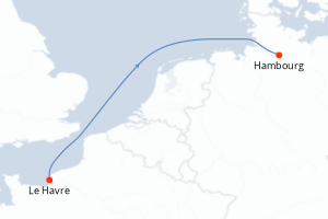 carte itinéraire croisière Europe du Nord 2 jours au départ du port de Le Havre