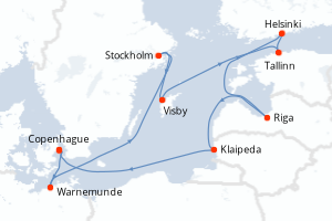 carte itinéraire croisière Europe du Nord 10 jours au départ du port de Copenhague