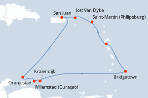 carte itinéraire croisière Caraïbes Bahamas 10 jours au départ du port de San Juan