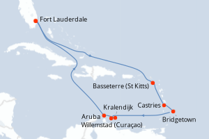 carte itinéraire croisière Caraïbes Bahamas 12 jours au départ du port de Fort Lauderdale