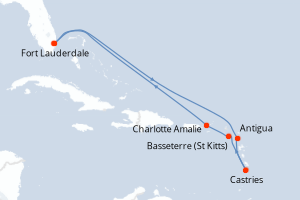 carte itinéraire croisière Caraïbes Bahamas 9 jours au départ du port de Fort Lauderdale