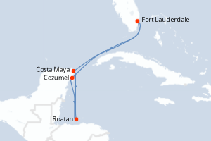 carte itinéraire croisière Caraïbes Bahamas 6 jours au départ du port de Fort Lauderdale