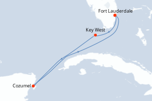carte itinéraire croisière Caraïbes Bahamas 5 jours au départ du port de Fort Lauderdale
