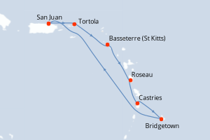 carte itinéraire croisière Caraïbes Bahamas 7 jours au départ du port de San Juan
