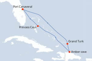 carte itinéraire croisière Caraïbes Bahamas 6 jours au départ du port de Port Canaveral
