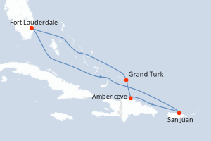 carte itinéraire croisière Caraïbes Bahamas 7 jours au départ du port de Fort Lauderdale
