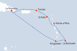 carte itinéraire croisière Caraïbes Bahamas 7 jours au départ du port de La Romana