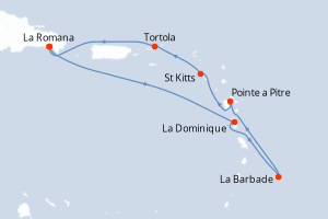 carte itinéraire croisière Caraïbes Bahamas 7 jours au départ du port de La Romana