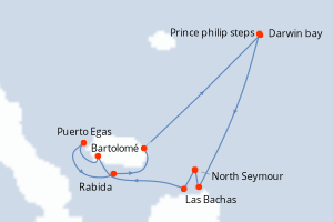 Carte de l'itinéraire de croisière North Seymour-North Seymour d'une durée de 6 jours
