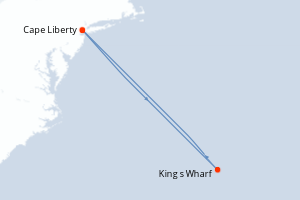 carte itinéraire croisière Amérique du Nord 5 jours au départ du port de Cape Liberty