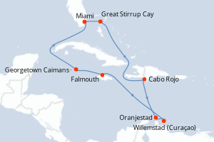 carte itinéraire croisière Caraïbes Bahamas 10 jours au départ du port de Miami