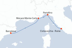 carte itinéraire croisière Méditerranée 4 jours au départ du port de Barcelone