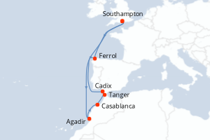 carte itinéraire croisière Europe du Nord 11 jours au départ du port de Southampton