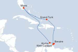 carte itinéraire croisière Caraïbes Bahamas 9 jours au départ du port de Miami