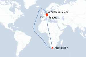 carte itinéraire croisière Europe du Nord 7 jours au départ du port de Luxembourg City