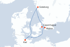Carte de l'itinéraire de croisière Kiel-Kiel d'une durée de 5 jours