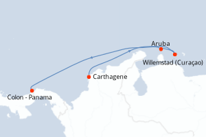 carte itinéraire croisière Riviera Mexicaine 6 jours au départ du port de Carthagene