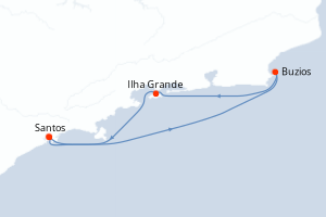 Carte de l'itinéraire de croisière Santos-Santos d'une durée de 4 jours