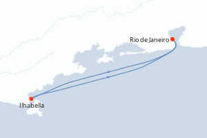 carte itinéraire croisière Amérique du Sud 3 jours au départ du port de Rio de Janeiro