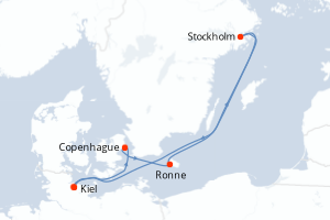 Carte de l'itinéraire de croisière Kiel-Kiel d'une durée de 7 jours