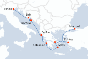 carte itinéraire croisière Adriatique 10 jours au départ du port de Venise